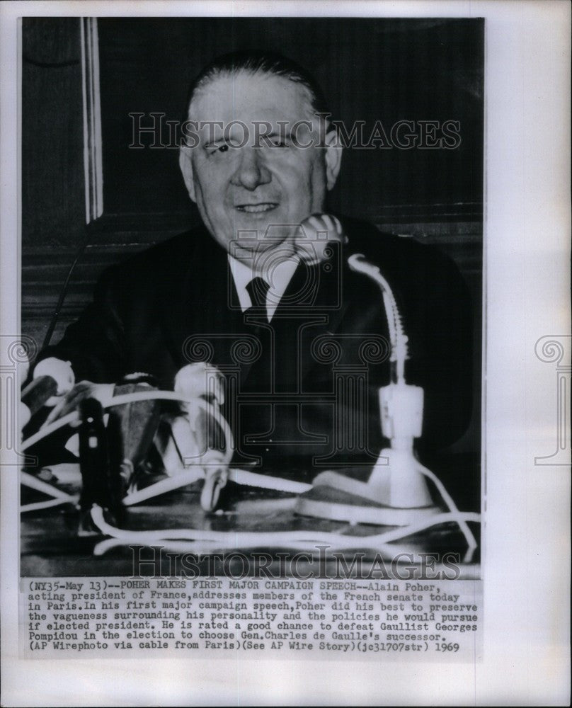 1969 Press Photo Alain Poher campaign French president - Historic Images