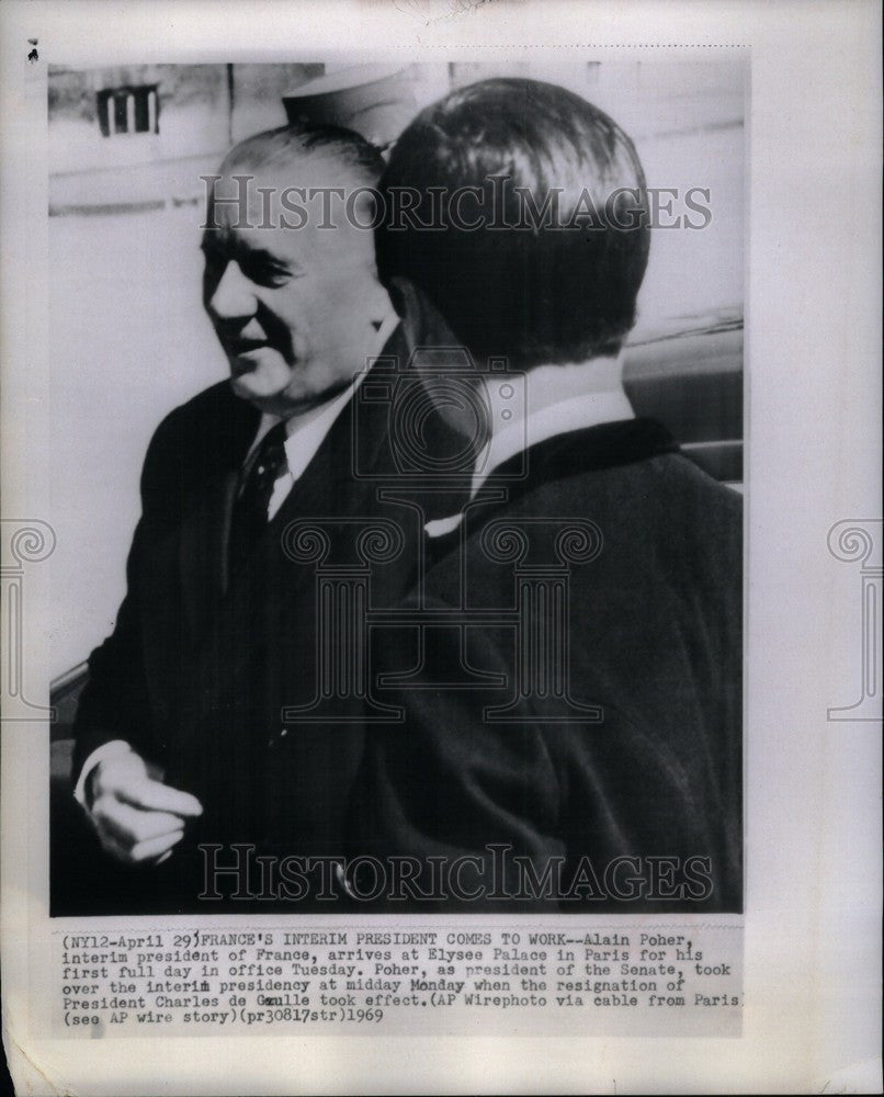 1969 Press Photo Alain Poher Interim President - Historic Images