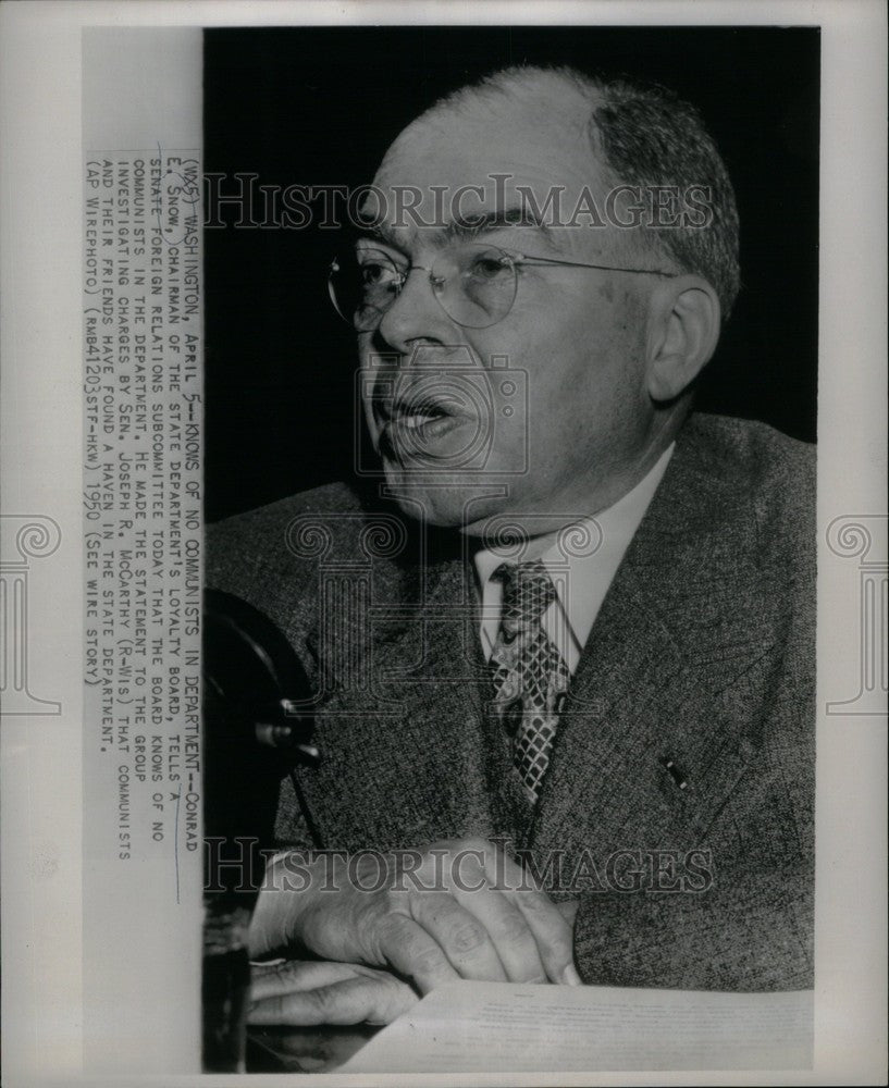 1950 Press Photo Conrad Snow Chairman State McCarthy - Historic Images