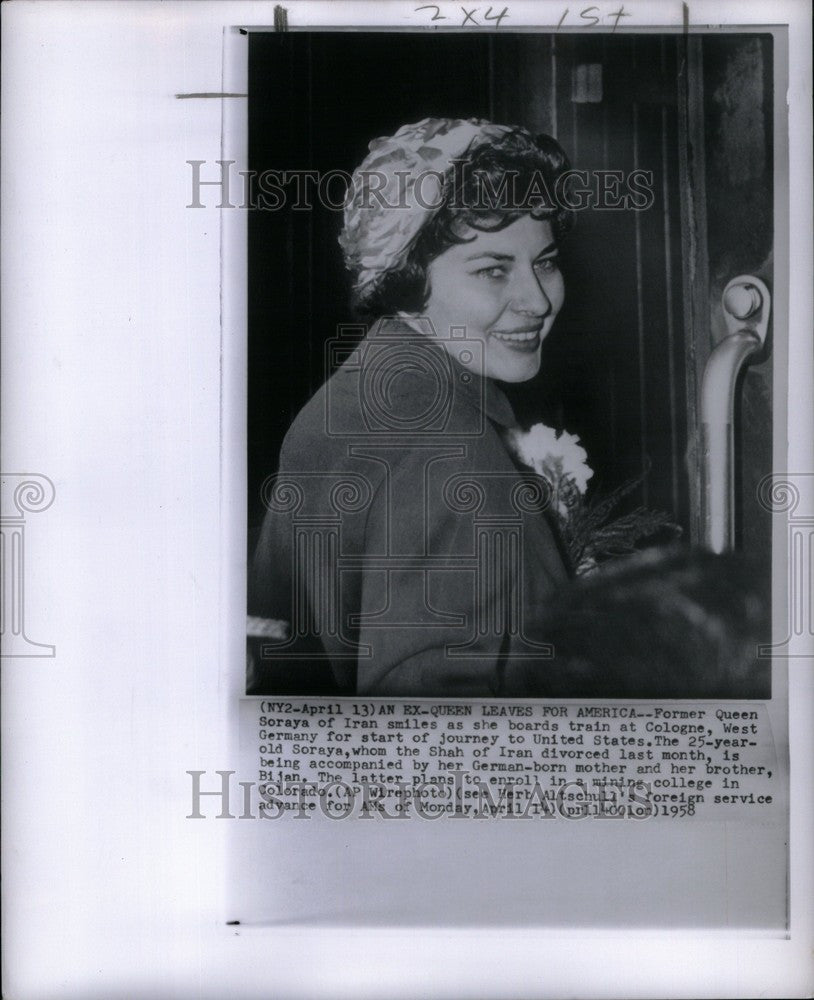 1958 Press Photo Princess Soraya Queen Consort Iran - Historic Images