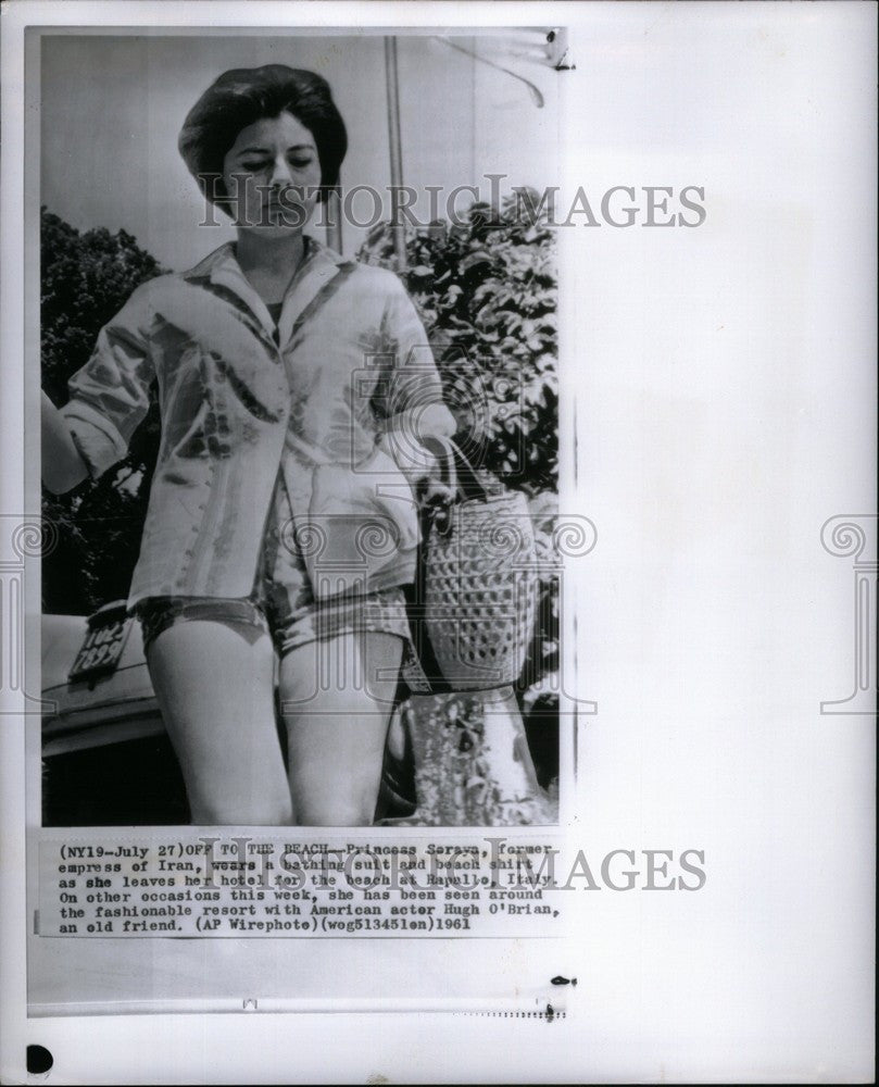 1961 Press Photo Princess Saraya Iran Rapullo Italy - Historic Images