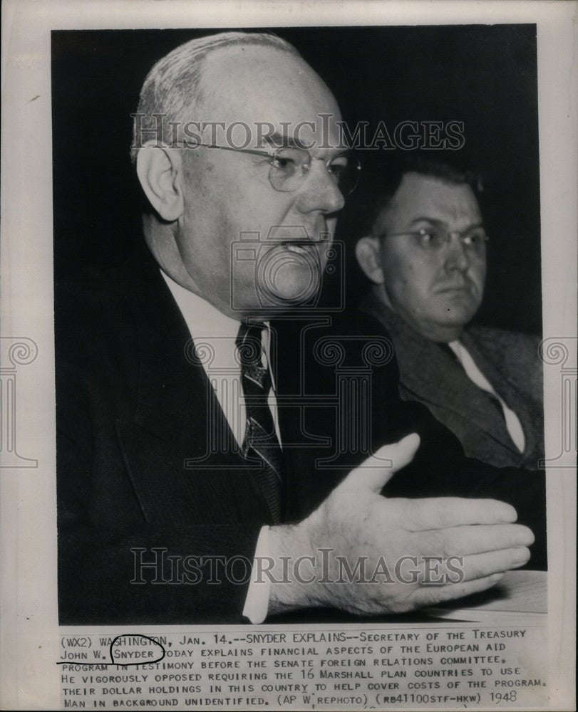 1948 Press Photo John W. Snyder Secretary Treasury - Historic Images