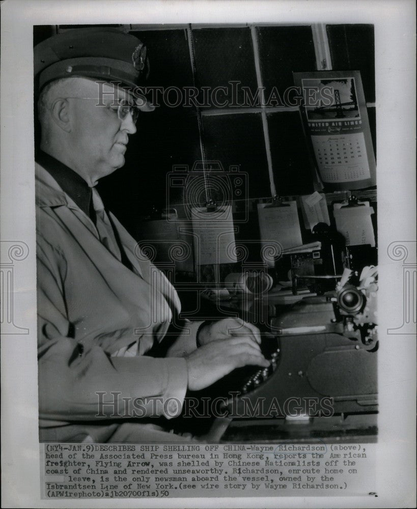 1950 Press Photo Wayne Richardson Flying Arrow attacked - Historic Images