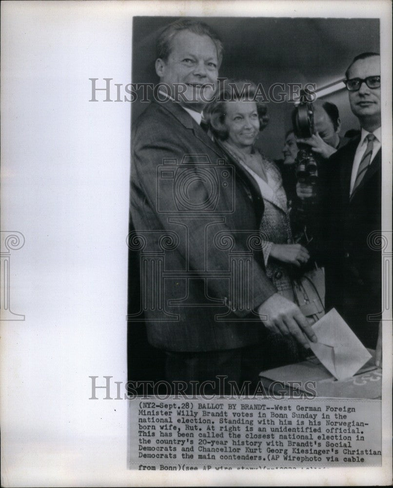 1969 Press Photo Willy Brandt Germany Chancellor - Historic Images