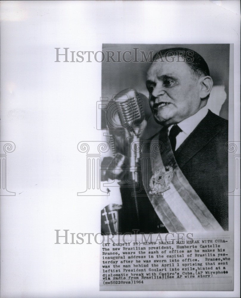 1964 Press Photo Humberto Branco Brazilian politician - Historic Images