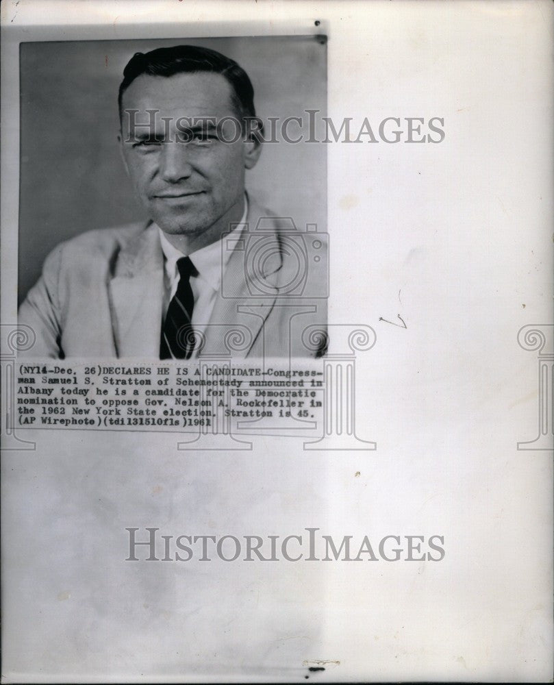 1961 Press Photo Samuel S. Stratton Declares Candidate - Historic Images