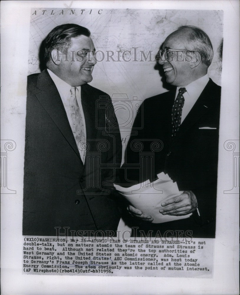 1956 Press Photo Franz Strauss Louis Atomic Energy West - Historic Images