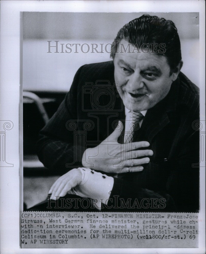 1969 Press Photo Franze Jose Strauss Finance Minister - Historic Images