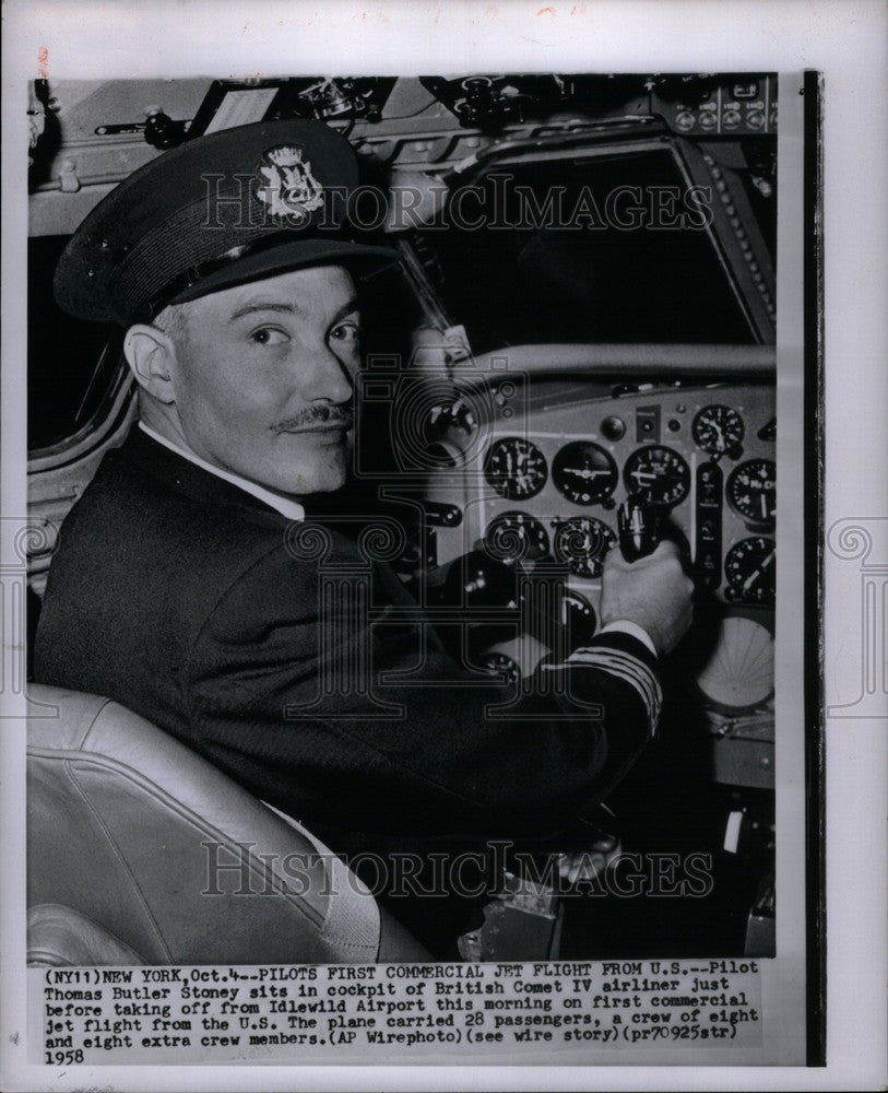 1958 Press Photo Thoams Butler Stoney Comet IV Airplane - Historic Images