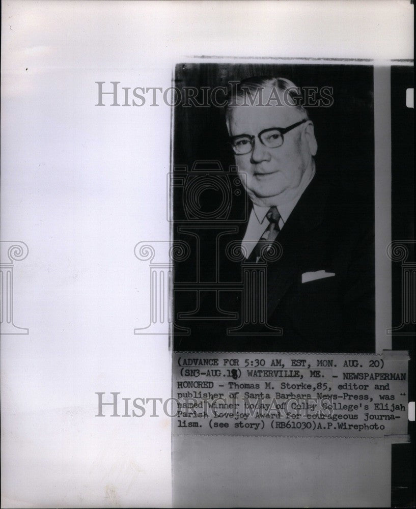 1962 Press Photo Thomas M. Storke newspaper editor - Historic Images