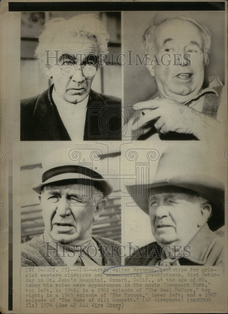 1975 Press Photo ACTOR WALTER BRENNAN - Historic Images