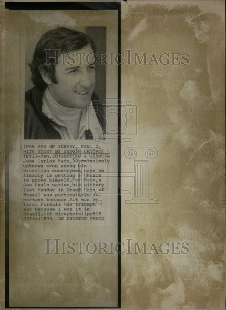 1975 Press Photo Carlos Pace Formula Racer - Historic Images