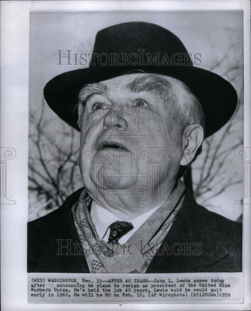 1959 Press Photo John L. Lewis Miner Labor leader - Historic Images