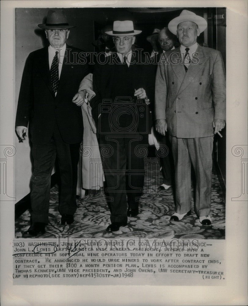 1948 Press Photo John L. Lewis mine worker president - Historic Images