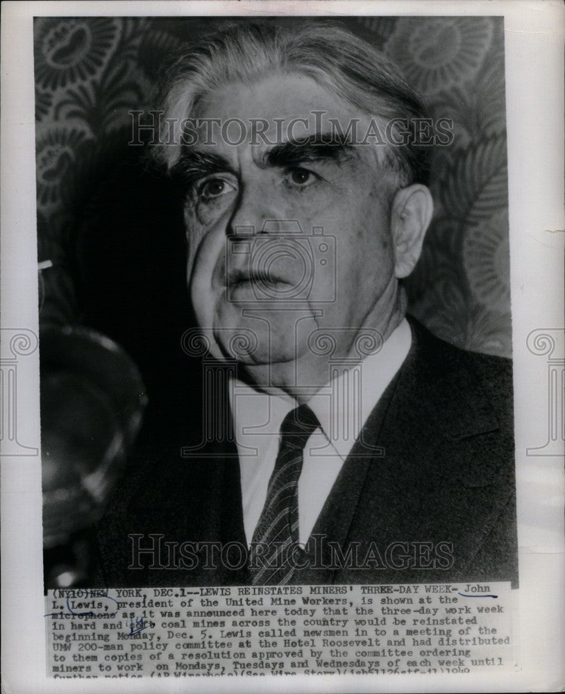 1949 Press Photo John L. Lewis Miner Labor leader - Historic Images