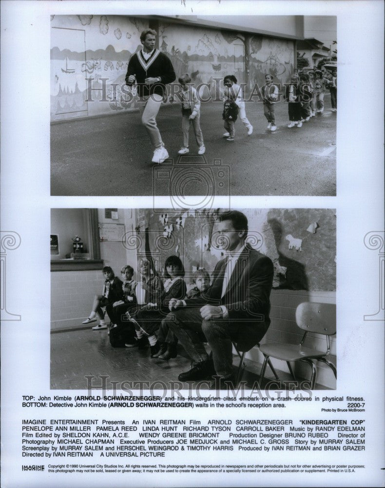 1991 Press Photo Arnold Schwarzenegger Kindergarten Cop - Historic Images