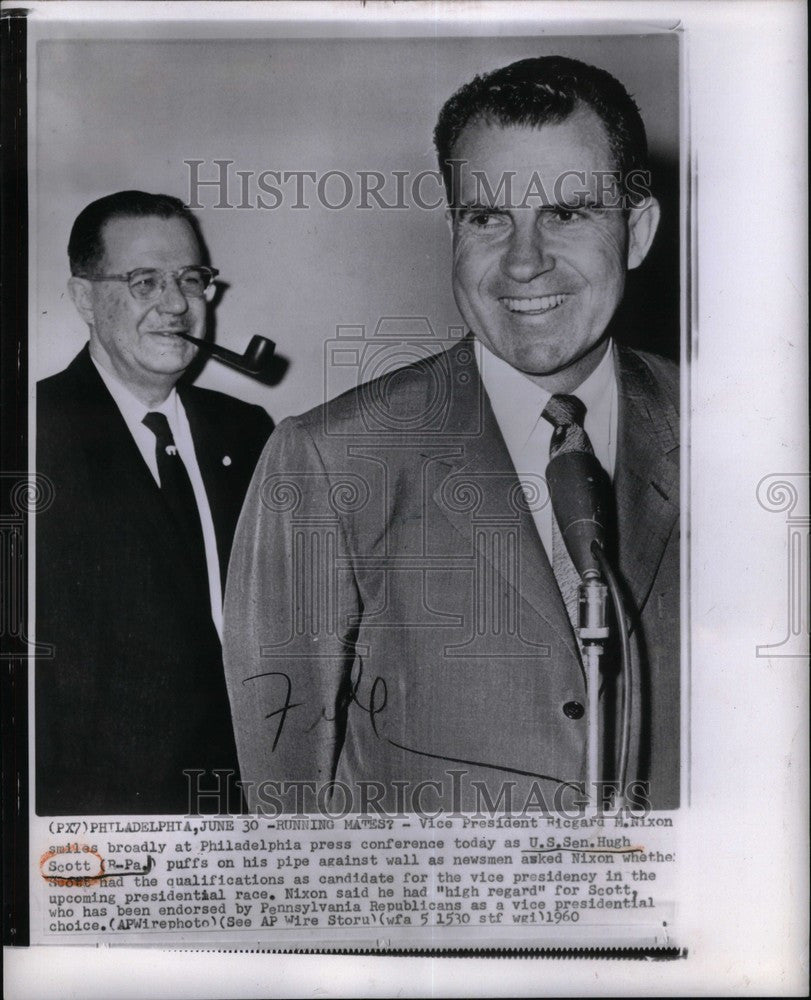 1960 Press Photo HUGH SCOTT politician  Pennsylvania - Historic Images