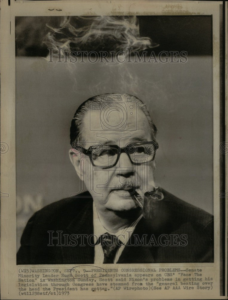 1974 Press Photo Hugh Scott US Politician - Historic Images