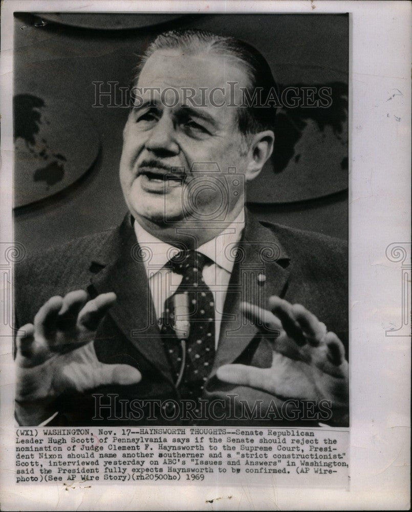 1969 Press Photo Hugh Scott Haynsworth Supreme Court - Historic Images