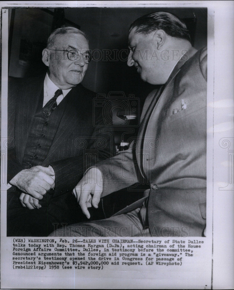 1958 Press Photo John Foster Dulles Secretary State US - Historic Images