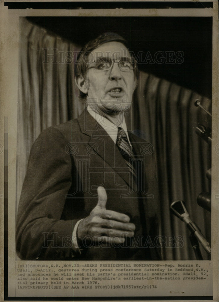 1974 Press Photo Morris K. Udall Bedford - Historic Images