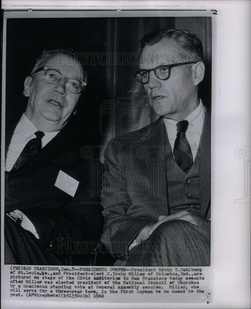 1960 Press Photo Edwin T. Dahlberg J. Irwin Miller - Historic Images