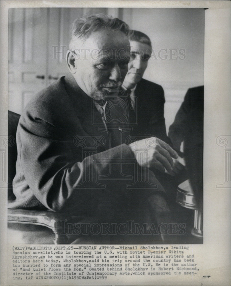 1960 Press Photo Mikhail Sholokhov Russian novelist - Historic Images