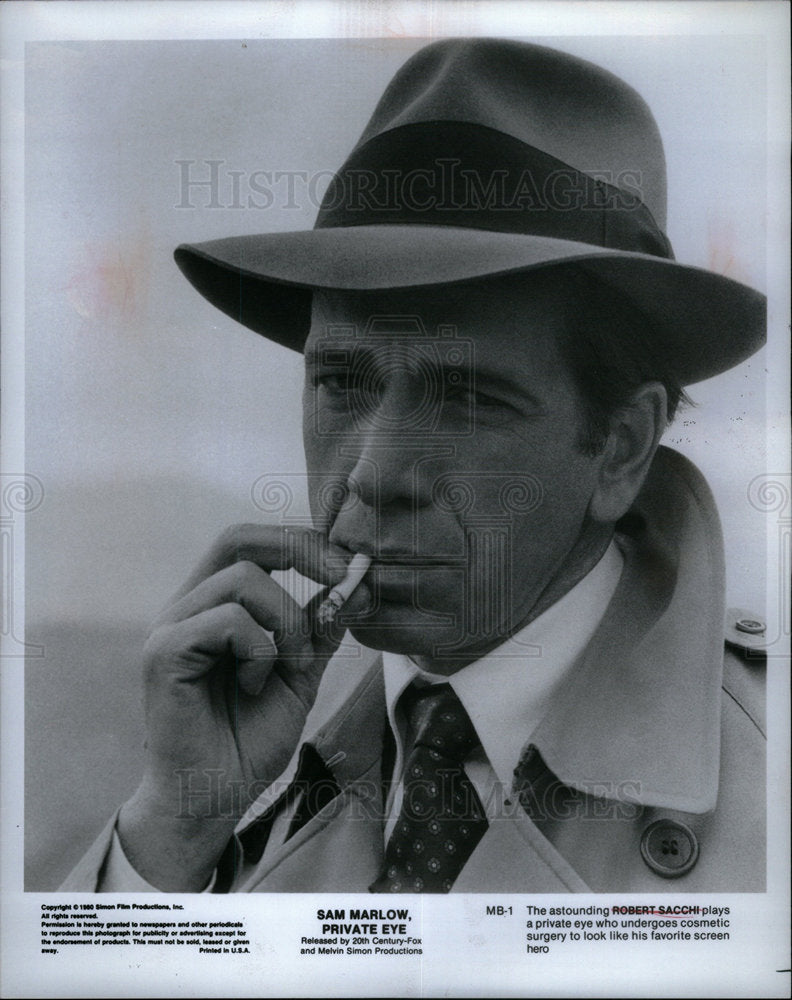 1980 Press Photo Sam Marlow Private Eye Robert Sacchi - DFPD59689- Historic Images
