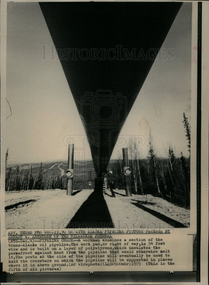 1975 Press Photo alaska pipeline work pad permafrost - Historic Images