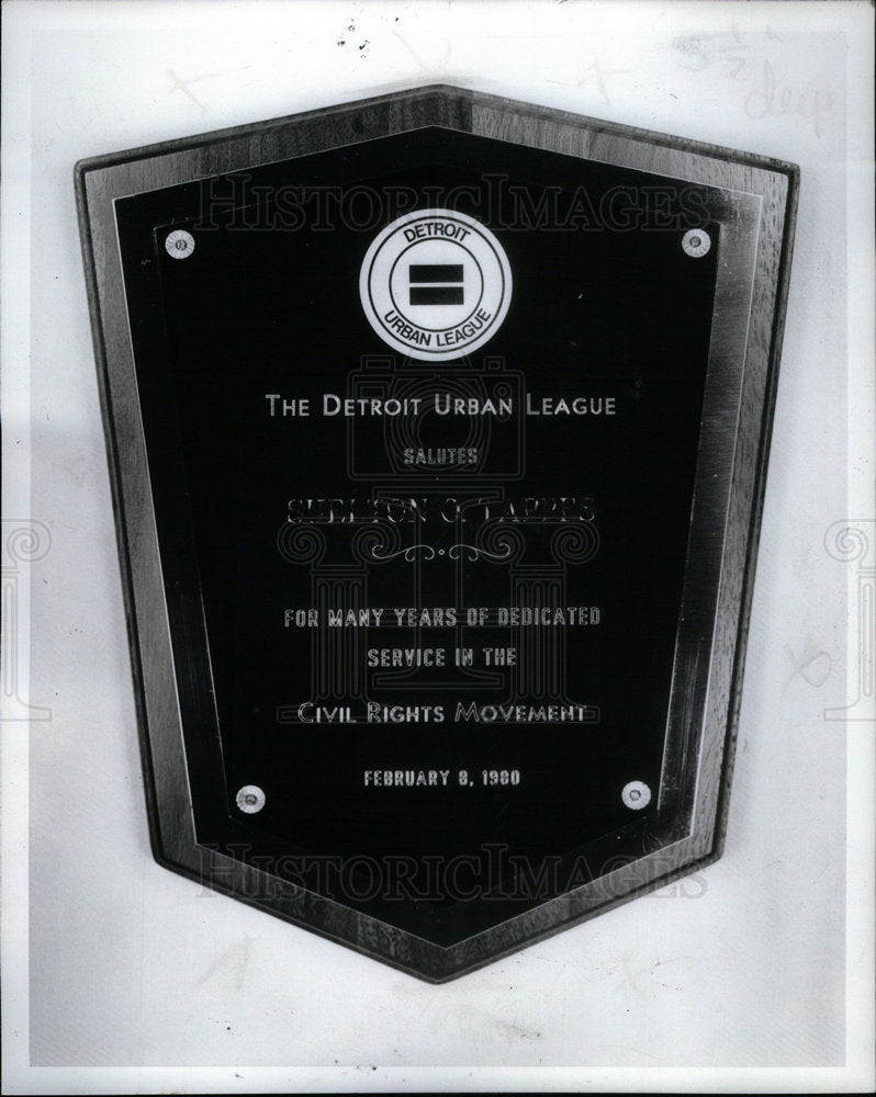 1982 Press Photo Detroit Urban League Plaque - DFPD65079- Historic Images