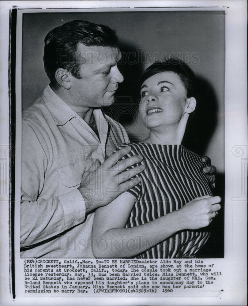 1960 Press Photo Aldo Ray Johanna Bennett marriage - DFPD65589- Historic Images
