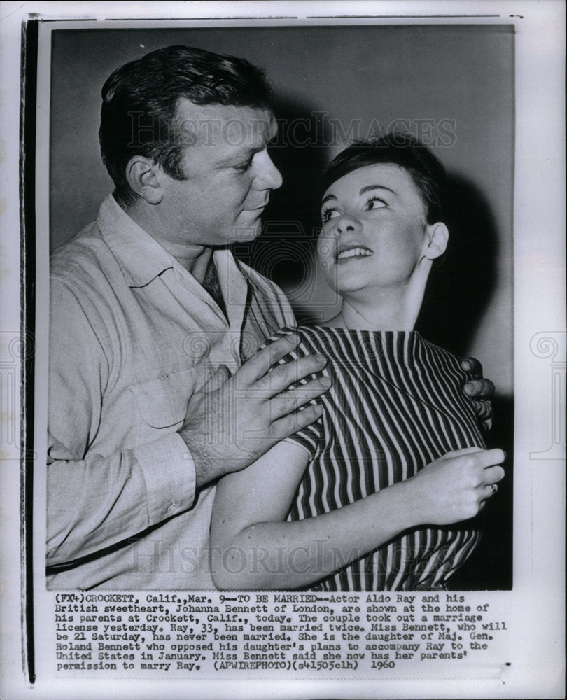 1960 Press Photo Aldo Ray Johanna Bennett marriage - DFPD65589- Historic Images