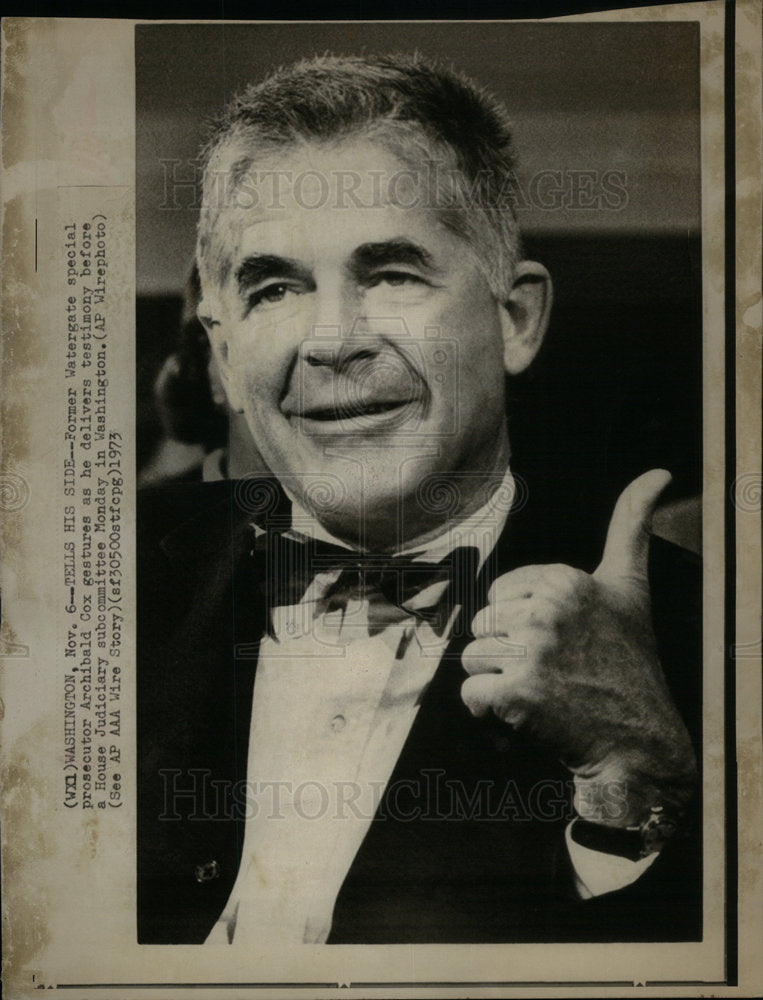 1973 Press Photo Archibald Cox Watergate Prosecutor - Historic Images