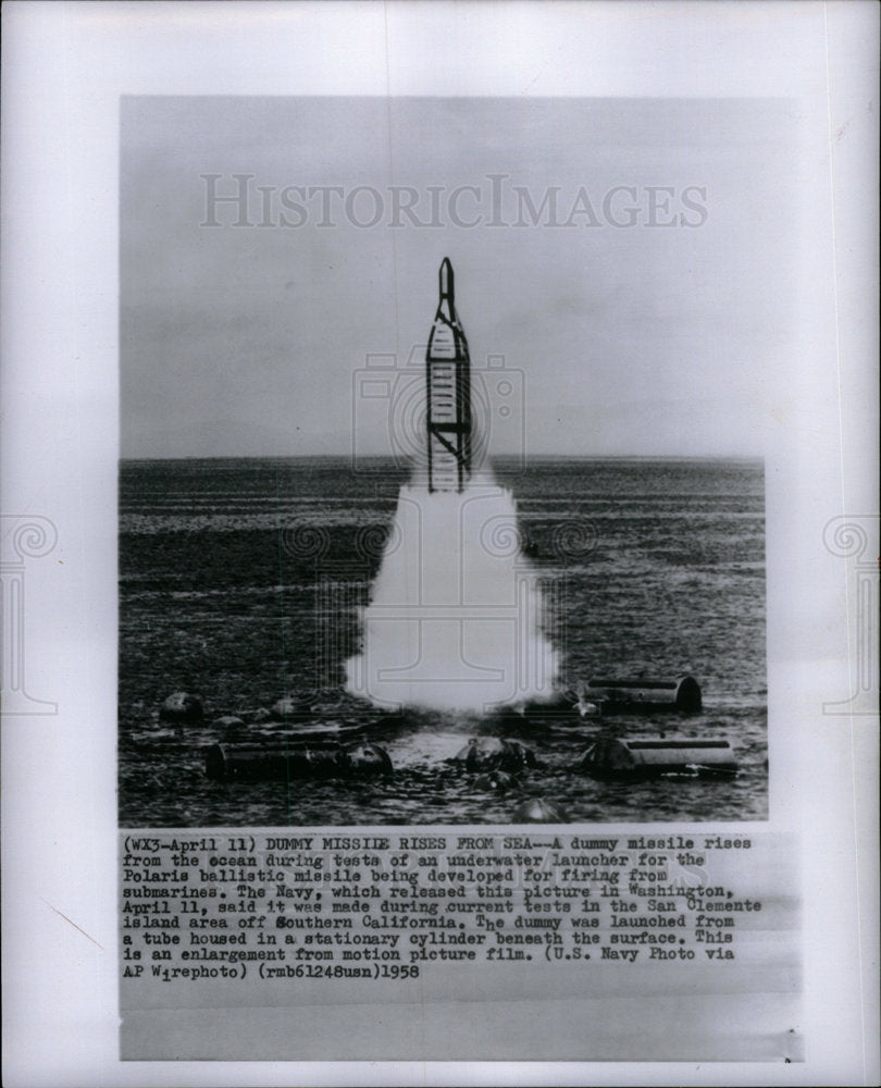 1958 Press Photo dummy missile Polaris navy ballistic - DFPD68011- Historic Images