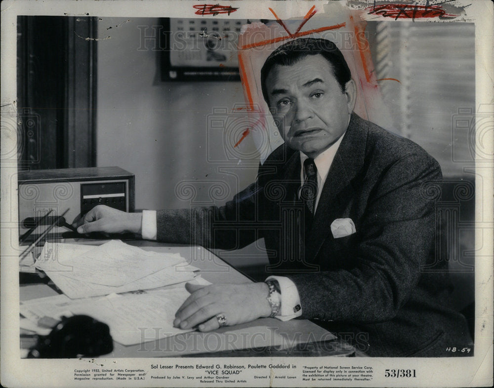 1953 Press Photo Edward G Robinson Actor - DFPD69539- Historic Images