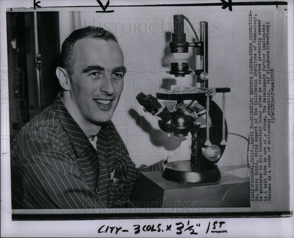 1958 Dr Harry Rubin virus cancer scientist-Historic Images