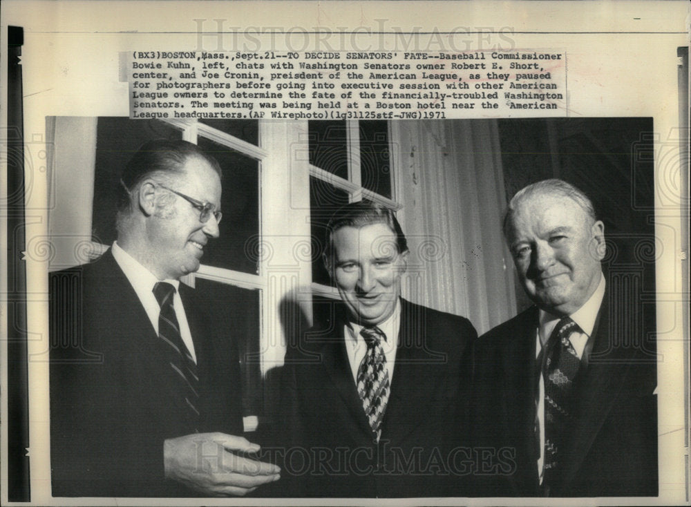 1971 Press Photo Baseball Commissioner Bowie Kuhn - Historic Images