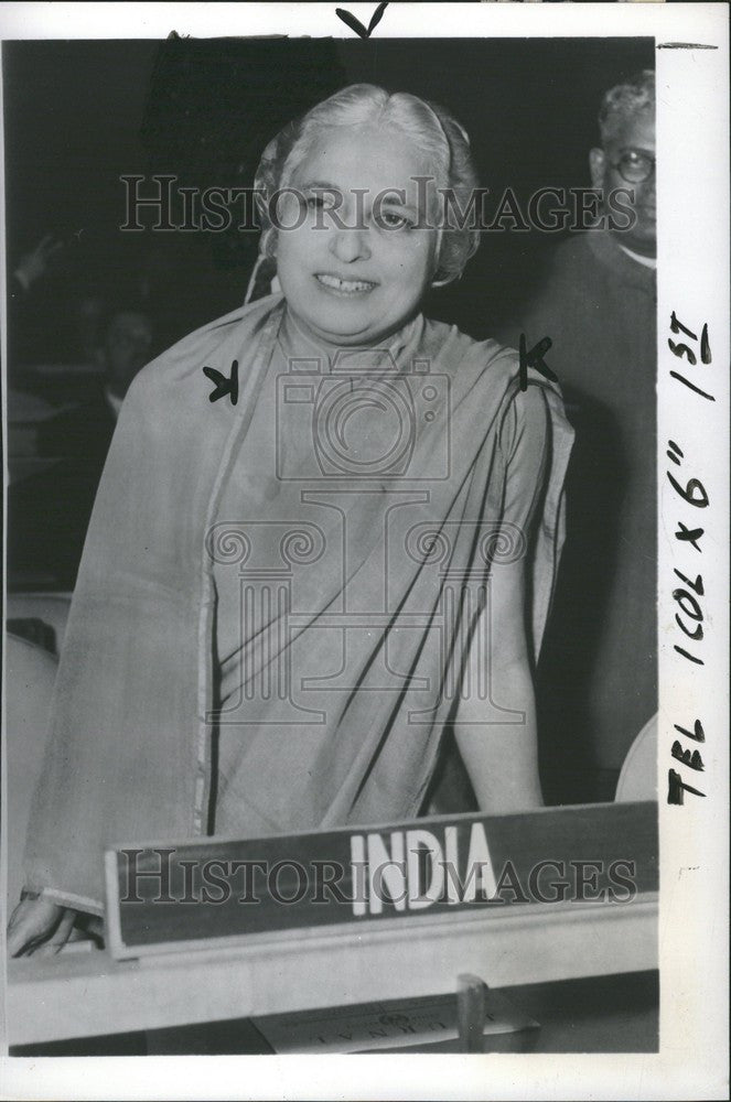 1953 Press Photo Vijaya Lakshmi Pandit India UN - Historic Images