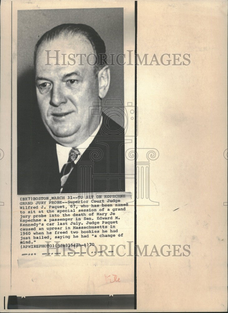 1970 Press Photo Judge WIlfred J. Paquet Kopechne - Historic Images