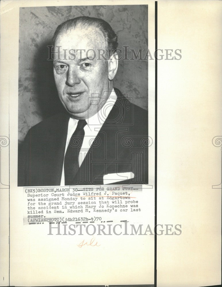 1970 Press Photo Wilfred Paquet Kopechne trial judge - Historic Images