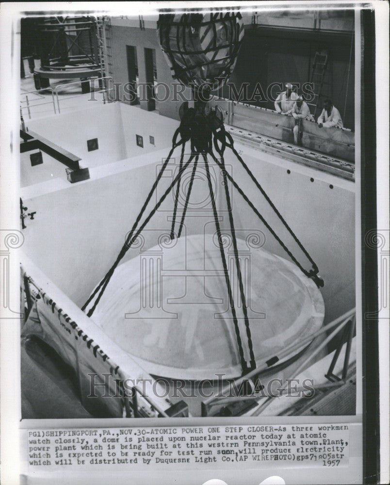 1957 Press Photo Pennsylvania atomic power plant dome - Historic Images