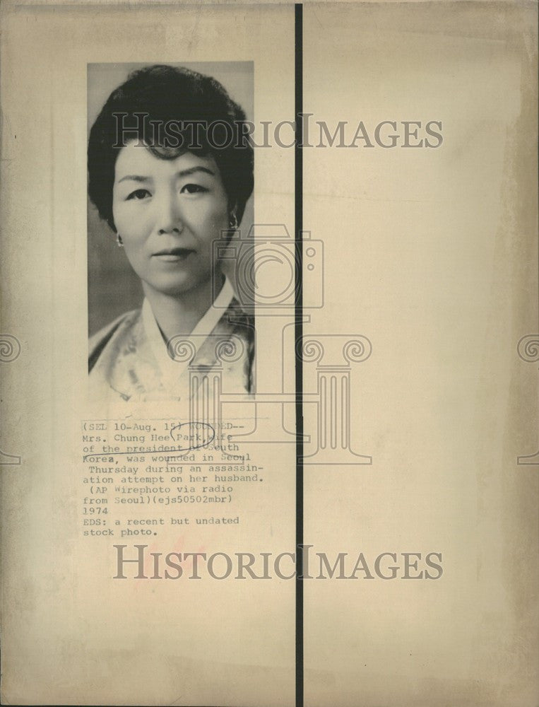 1974 Press Photo Mrs.Chung Hee Park - Historic Images