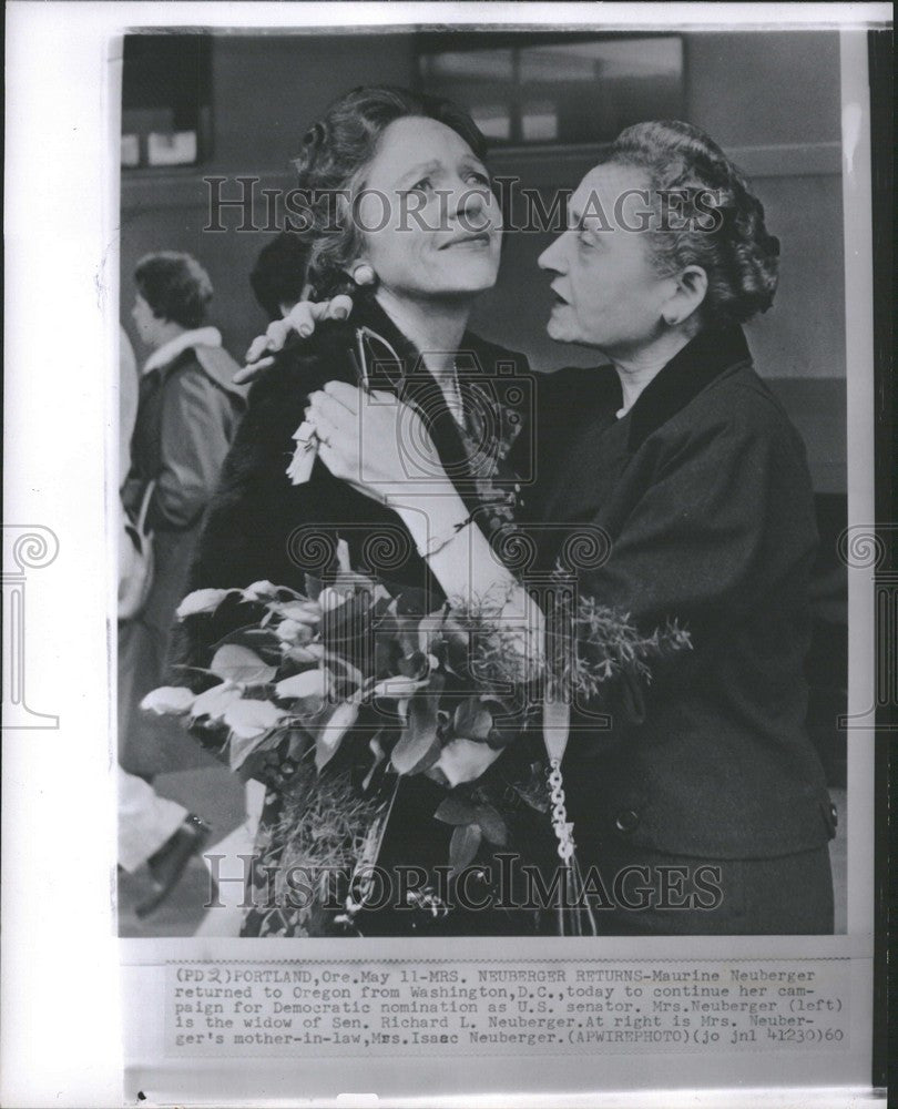 1960 Press Photo maurine neuberger returned - Historic Images