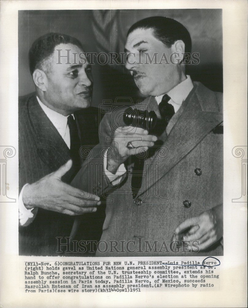 1951 Press Photo UN United Nations Luis Padilla Nervo - Historic Images