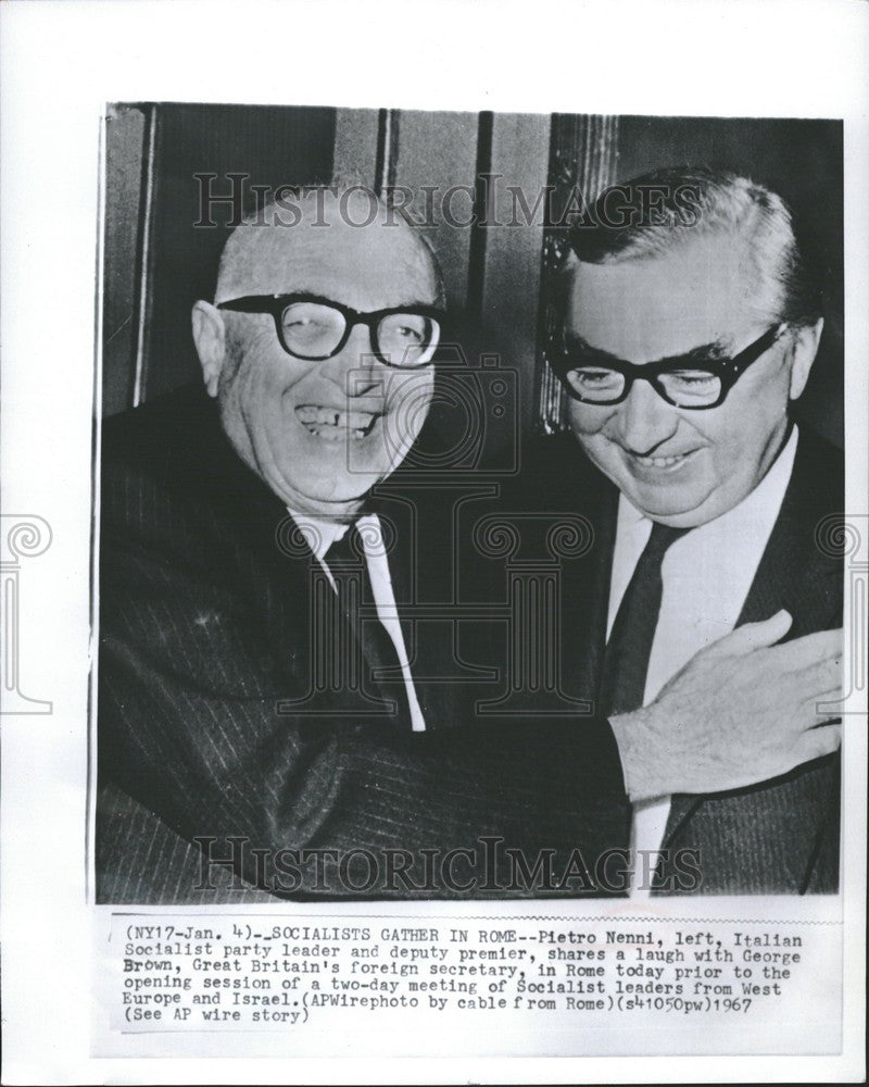 1967 Press Photo Pietro Nenni George Brown Socialists - Historic Images