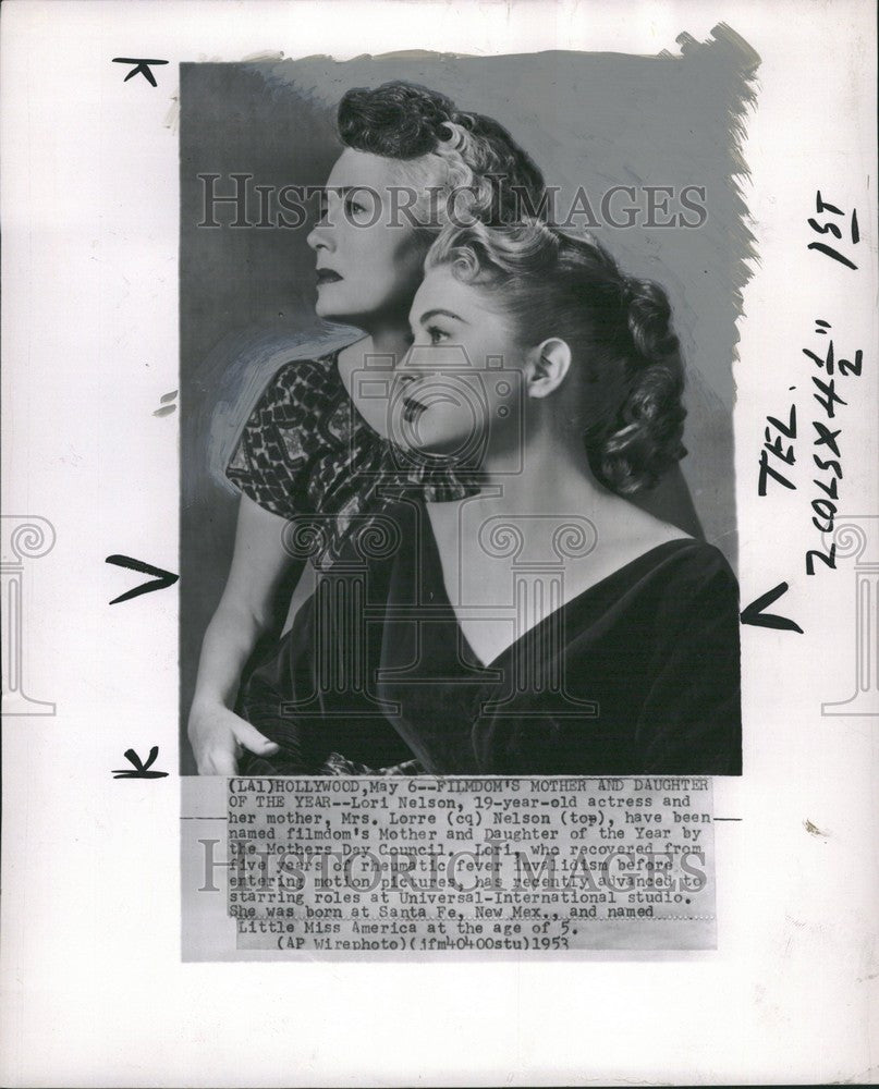 1953 Press Photo lori nelson filmdom&#39;s mother daughter - Historic Images