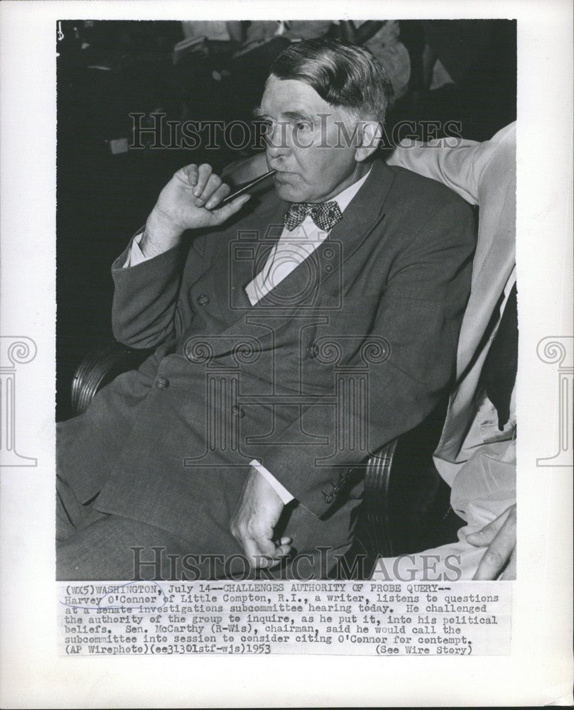 1953 Press Photo Harvey O&#39;Connor writer senate hearing - Historic Images