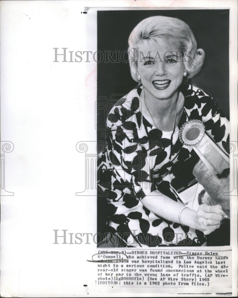 1965 Press Photo Singer Helen O'Connell hosptilized - Historic Images