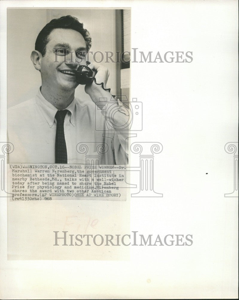 1968 Press Photo Marshall Warren Nirenberg Nobel Prize - Historic Images