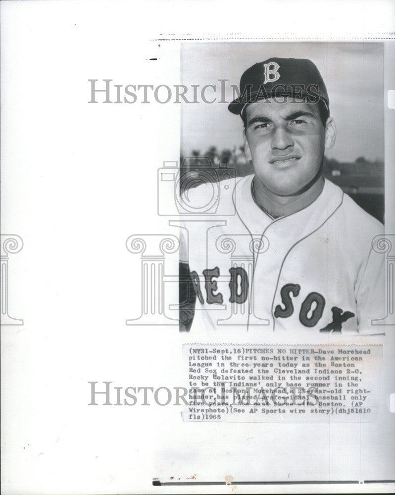 1965 Press Photo Dave Morehead Boston Red Sox no hitter - Historic Images
